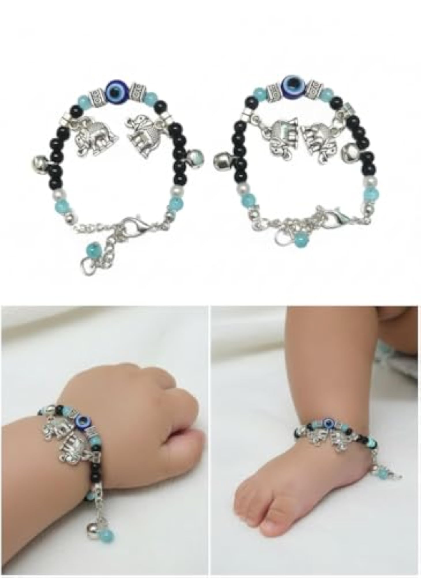 Evil Eye Baby Nazariya Anklet/Bracelet with Ghungroo
